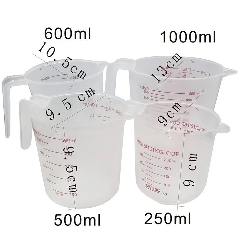 250/500/1000ML Easuring Cup Silicone Measuring Cups and Spoons Plastic Jug Digital Kitchen Scale Baking Tools Timer Accessories