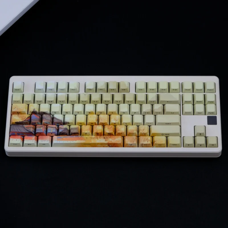 129 Keys Temple Side Engraved Transparent Key Cap PBT Cherry Profile Thermal Sublimation Mechanical Keyboard Cap