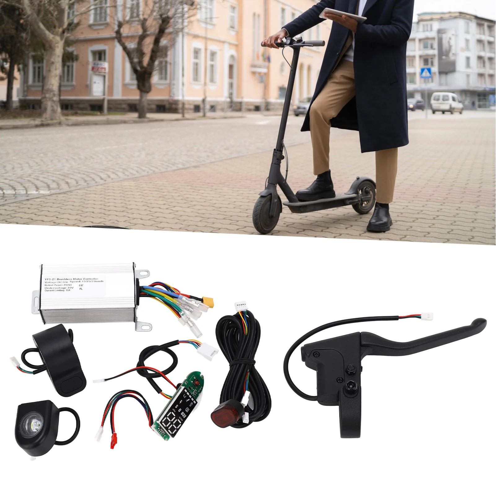 

Electric Scooter Controller Set Clear Display Waterproof Easy To Install 350W Electric Scooter Replacement Parts for Outdoor