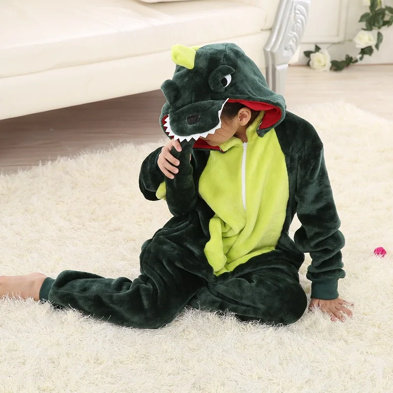 

Children's Dinosaur Jumpsuit Parent-child Home Performance Wearing Flannel Adult Animal Cartoon Home Clothing Autumn And Wint