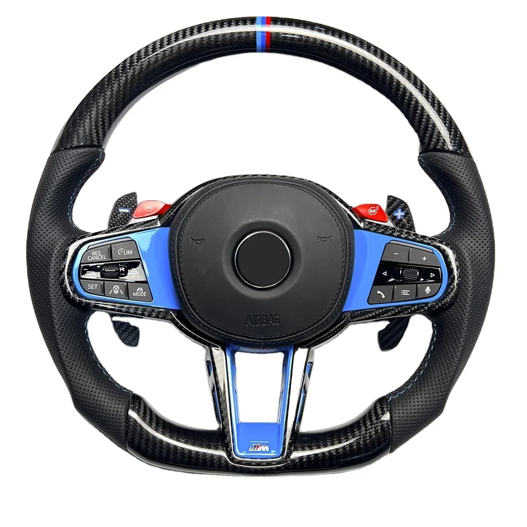 Real carbon fiber steering wheel assembly G20 G22 G80 G87 M2 M3 M4 upgrade CS Style steering wheel With paddle shifter for