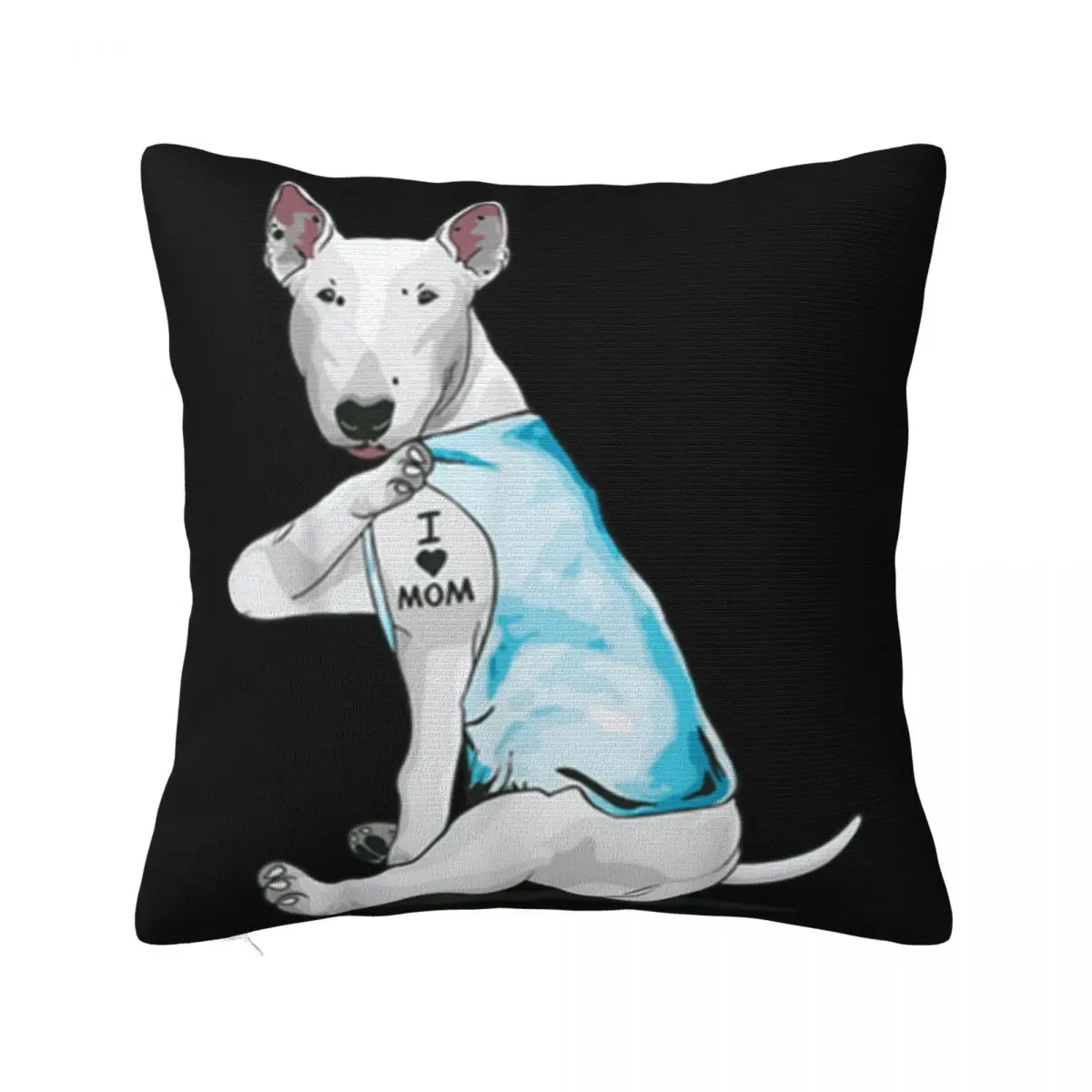 Premium Womens Bullterrier Dog I Love Mom Tattoo Mothers Day Love Normal Hip-Hop Pillow Case