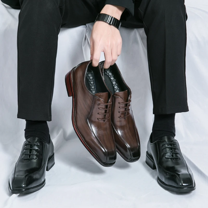 Men Retro Formal Shoes Black Brown Lace Up Business High-quality Derby Shoes Outdoor Social Shoes Sizes 38-46 Men Shoes