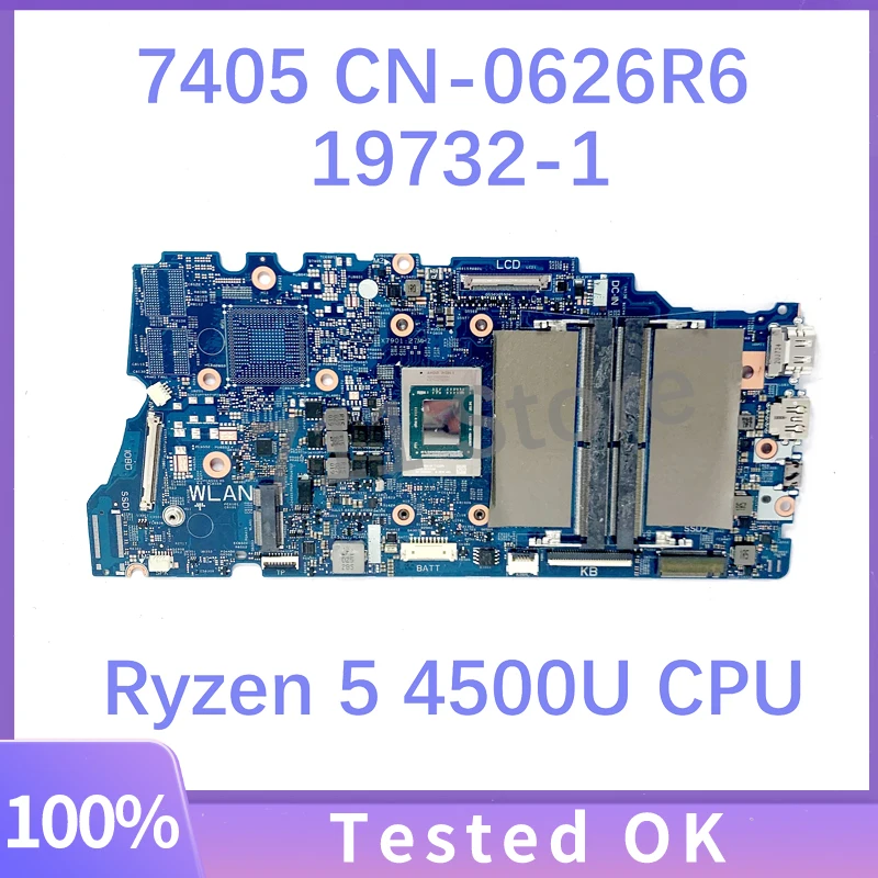 Mainboard CN-0626R6 0626R6 626R6 19732-1 For Dell Inspiron 7405 Laptop Motherboard With Ryzen 5 4500U CPU 100% Full Working Well