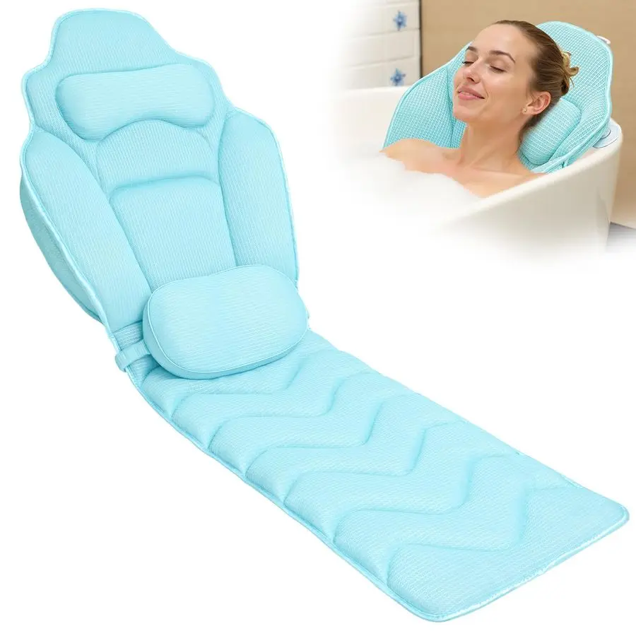 

Full Body Bath Pillow for Bathtub Extra Long 61 u2019 u2019 Bath Pillows for Tub, Ergonomic 4D Air Mesh Tub Pillow with Head, N