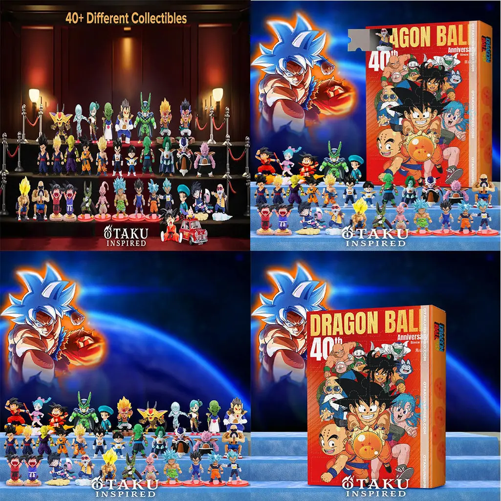 Nuevo calendario de Adviento de Navidad de Dragon Ball acrílico 2d, caja ciega de cuenta regresiva del 40 aniversario, figuras periféricas, juguete de regalo de Navidad
