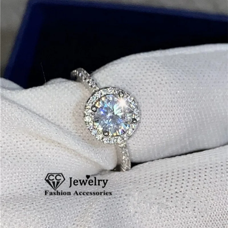 CC Classic Rings For Women Shining 7*7mm Stone Engagement Wedding Bridal Jewelry Marriage Accessories Drop Shipping CC583