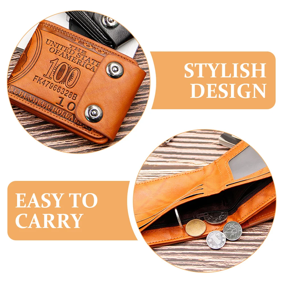 

Men Small Wallet Vintage Bifold Purse Multifunctional Double Button Closure Portable Wallet Small Purse for Men