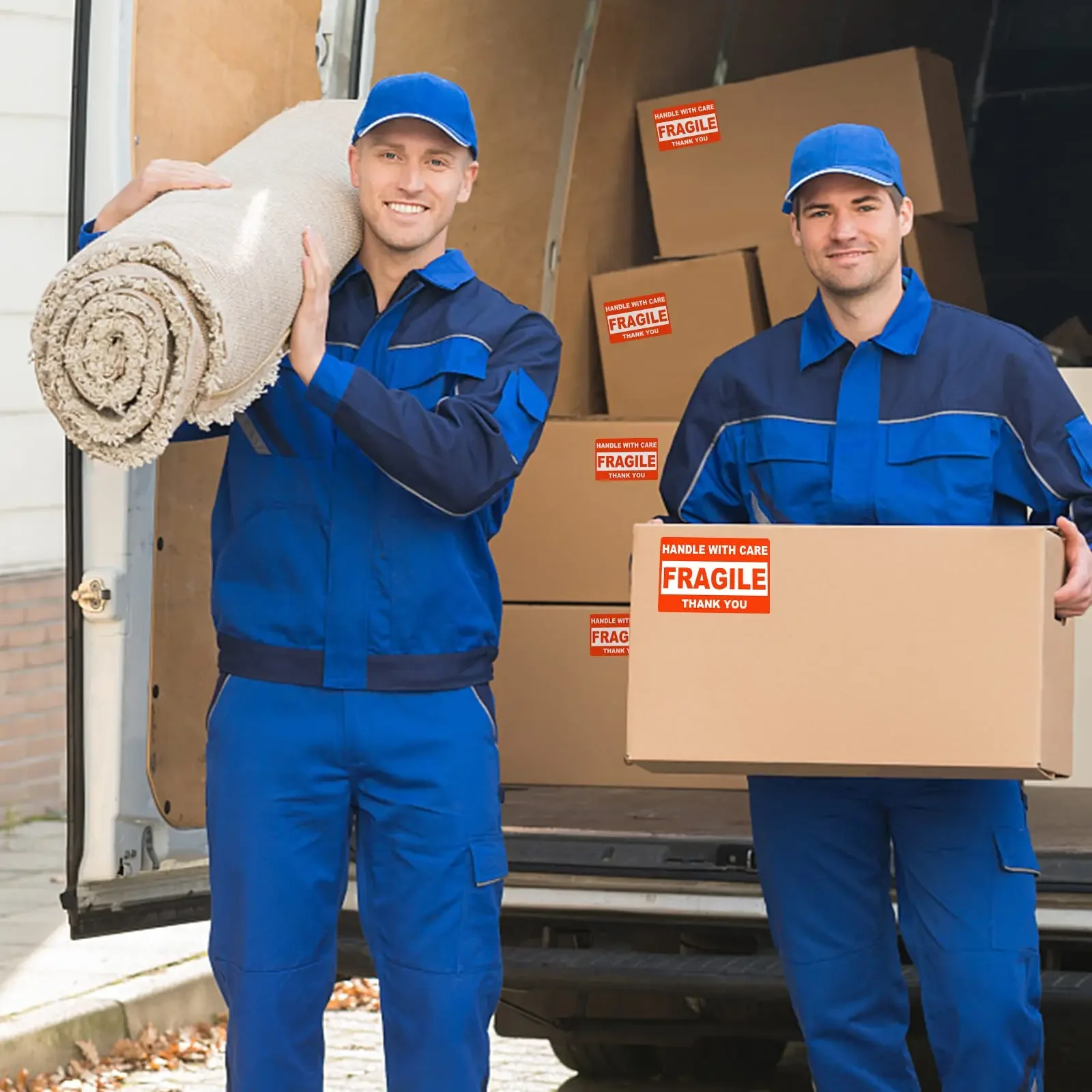 2 Rolls Fragile Glass Warning Stickers - Permanent Adhesive Handle With Care Labels for Shipping Packages