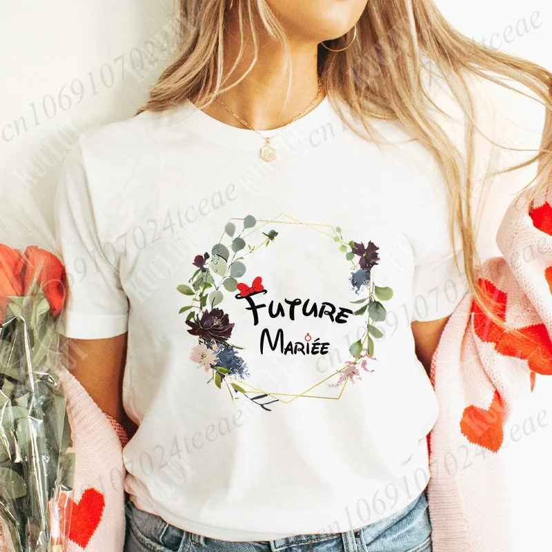 French Women T-shirt Future Bride EVJF Bridal Shower Wedding Tshirt Team Bride Tops Single Farewell Bachelorette Hen Party Tees