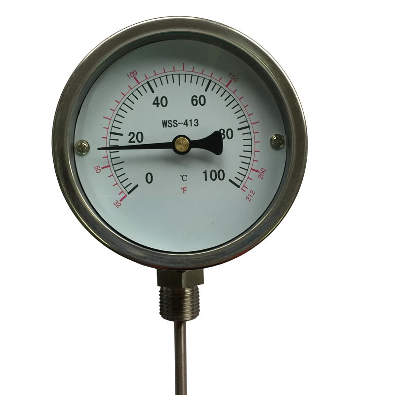 

Bimetallic Thermometer Double Scale Degrees Celsius Fahrenheit Double Display Stainless Steel 0-100℃ Radial Exportable