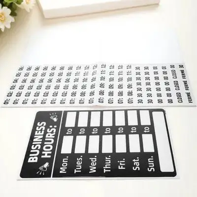 1Set Stiker Jam Kerja PVC untuk Pintu Kaca Toko Kafe Salon Tampilan Waktu Operasi