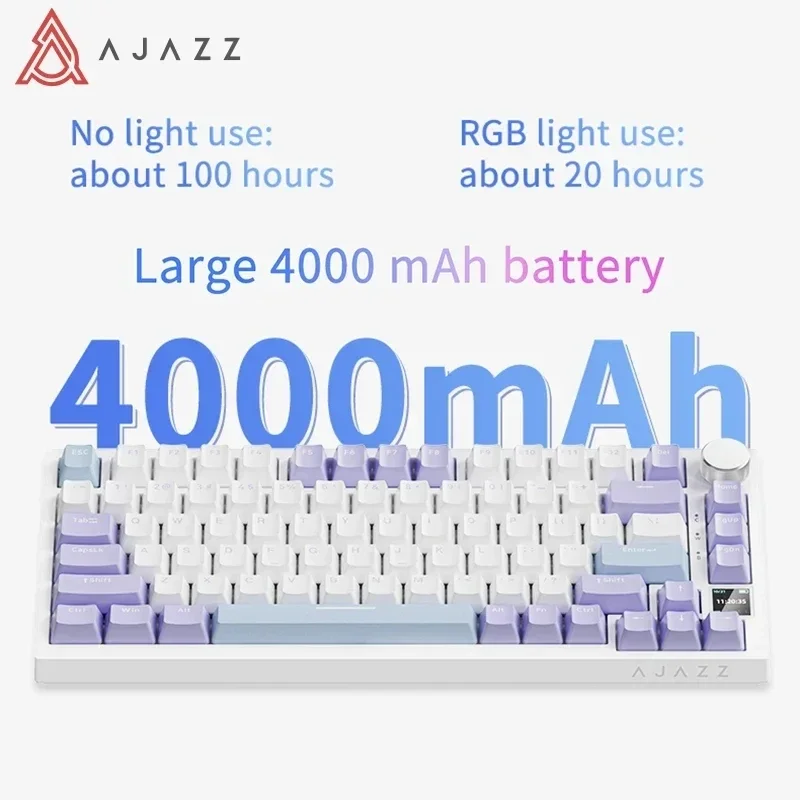 Imagem -06 - Teclado Mecânico Ajazz-pro Rgb Tri-mode Jogos 75 Montagem em Junta Bluetooth sem Fio e Tipo-c com Fio Personalizado Tela de Tft Ak820