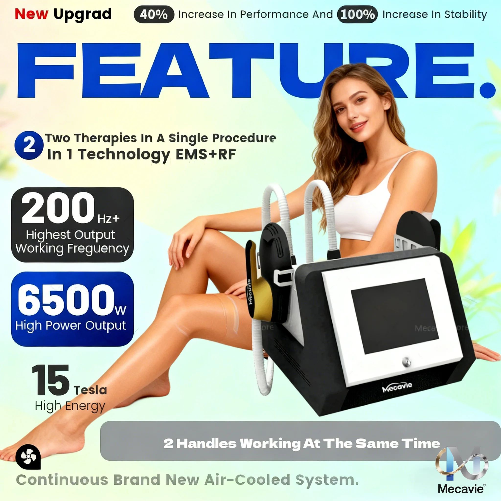

Mecavie RF Technology Muscle Stimulation Magnetic Fat Reduction Muscle Gain Abs Lift Buttocks Tone Thighs Body Shaping Machine