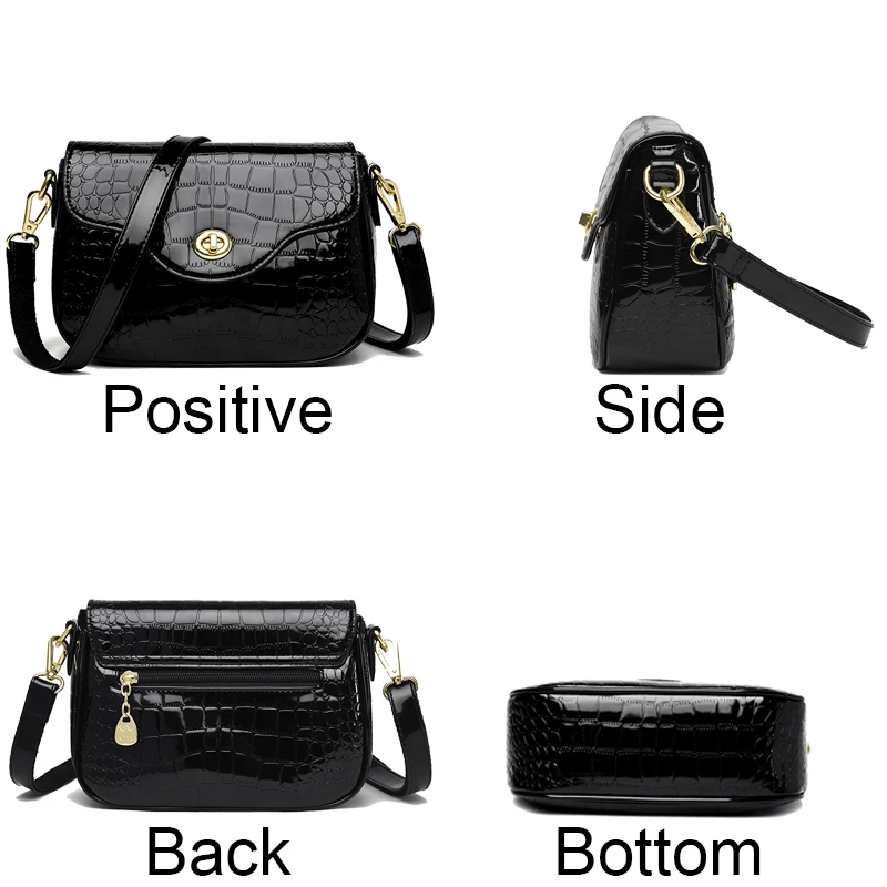 Luxury Designer Women Bag Crocodile Leather Crossbody Bags For Women Ladies Shoulder Bag Handbag High Capacity Messenger Bag Sac