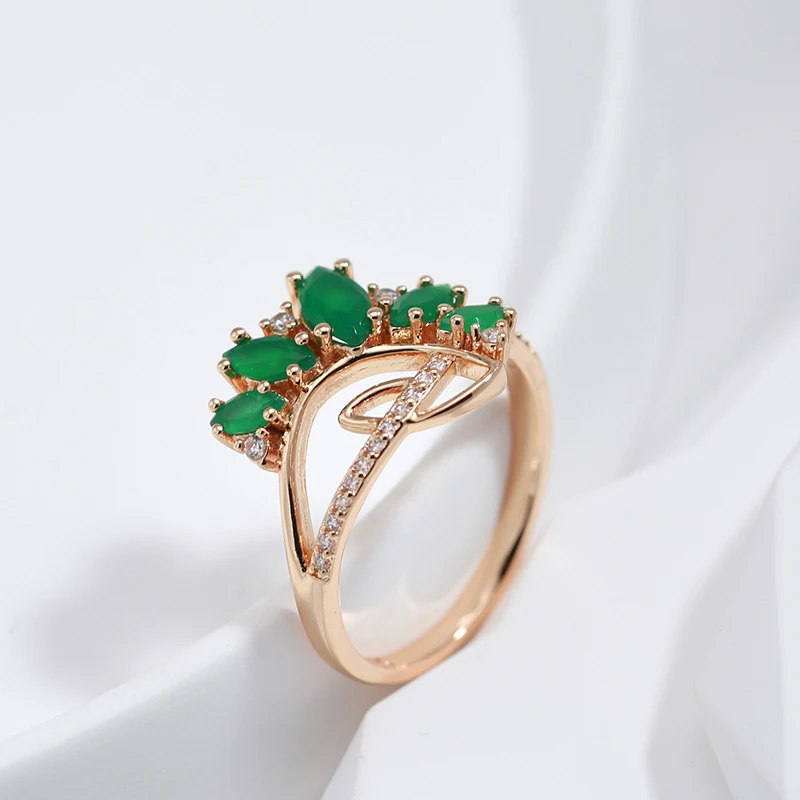 SYOUJYO Dark Green Zircon Brass Rings For Women Spring Outdoor Luxury Jewelry