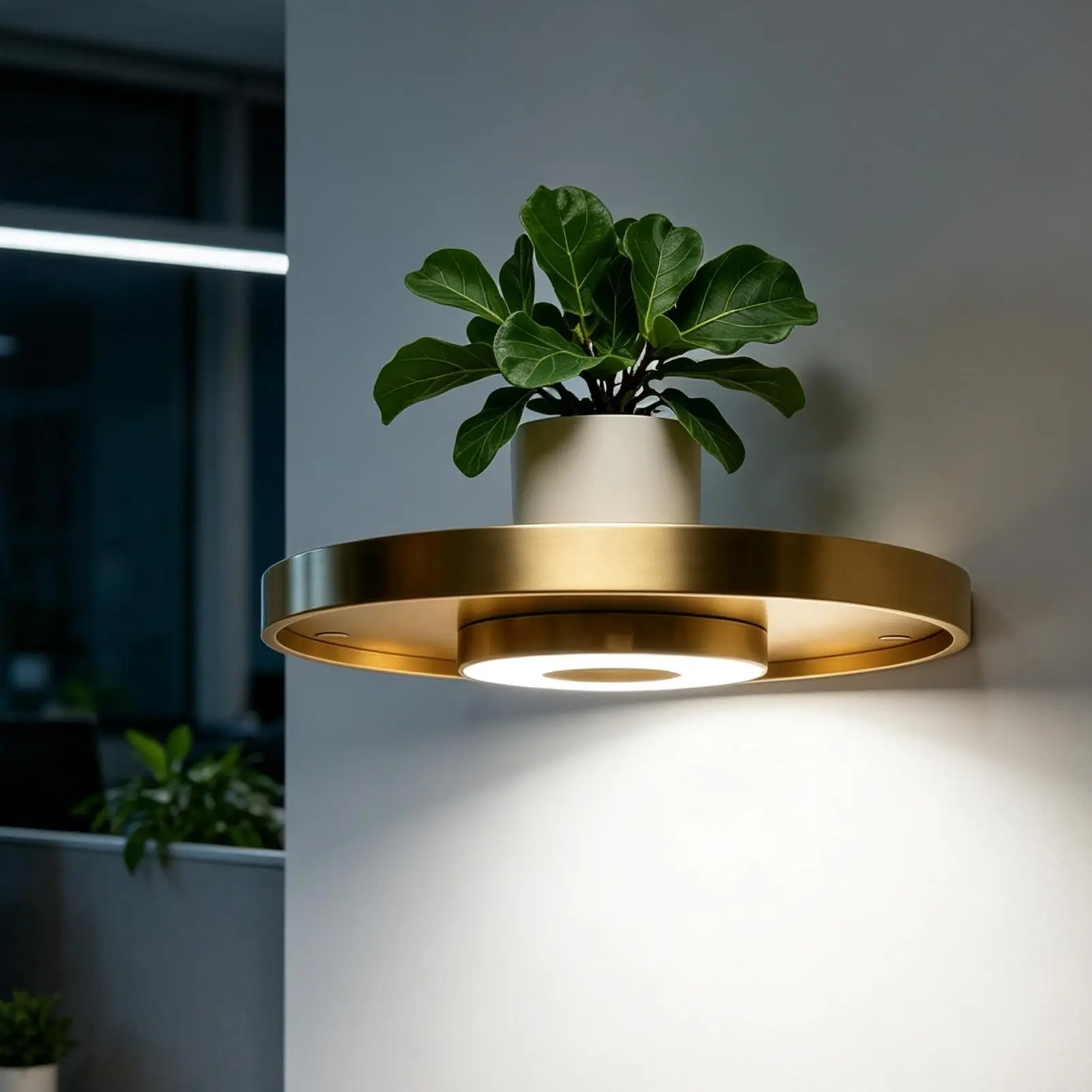 Floating Display Shelves Aesthetic Lighted Floating Storage Wall Plant Display Rack With LED Light For Living Room Indoor