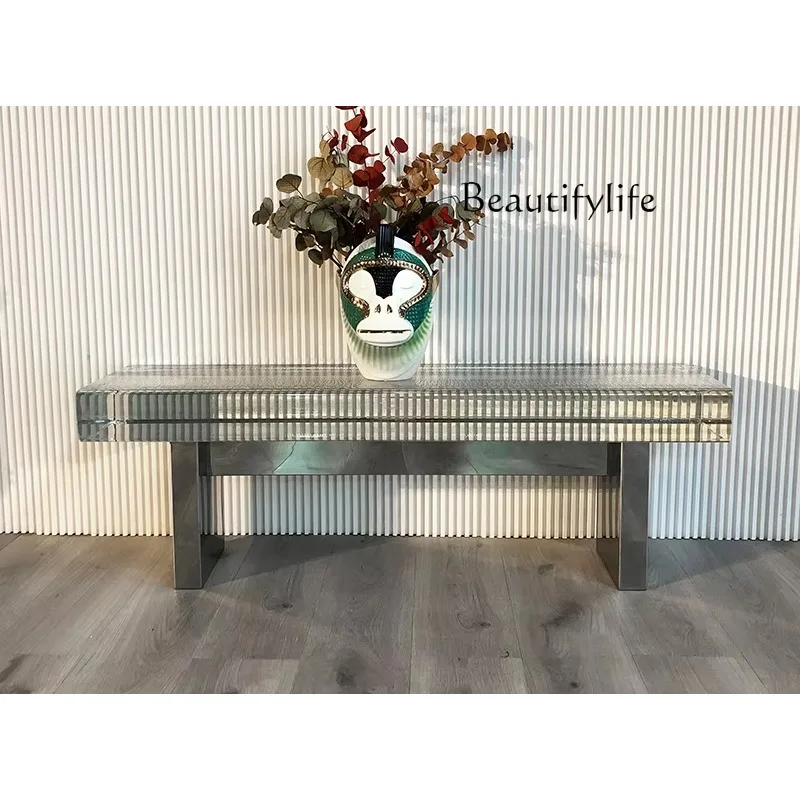 X Light Luxury Post-modern Minimalist Designer Creative Transparent Crystal Glass Long Bedside Stool Fashion