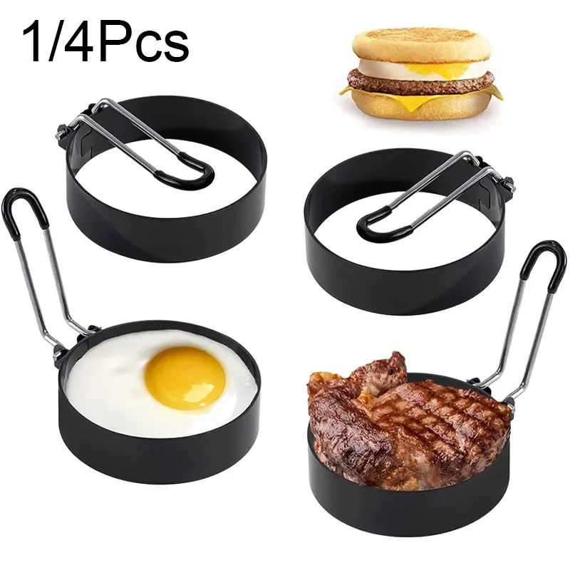 1/4 Uds anillo redondo para freír o moldear huevos círculos de acero inoxidable moldeador de huevos anillos para cocinar sándwiches de huevos fritos