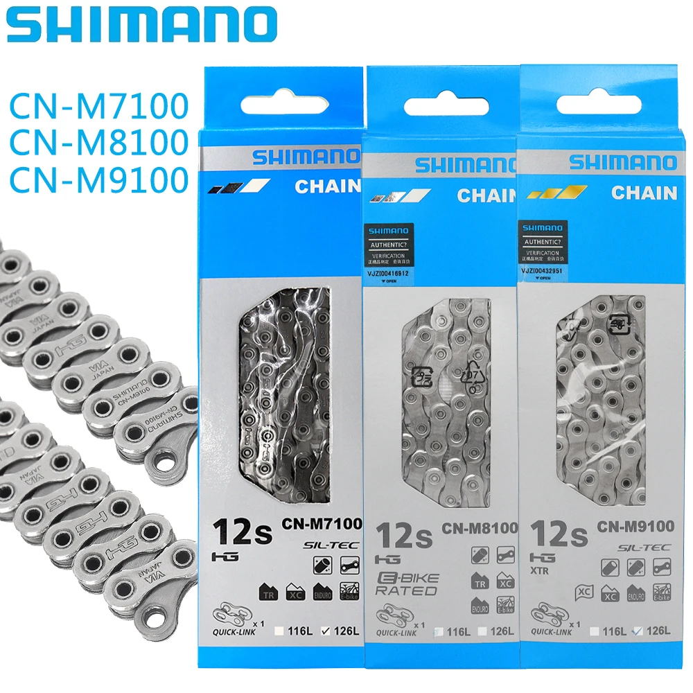 

SHIMANO CN M7100 M8100 M9100 12-скоростная велосипедная цепь 116L/126L HG цепь для горного велосипеда с быстродействующими оригинальными деталями велосипеда