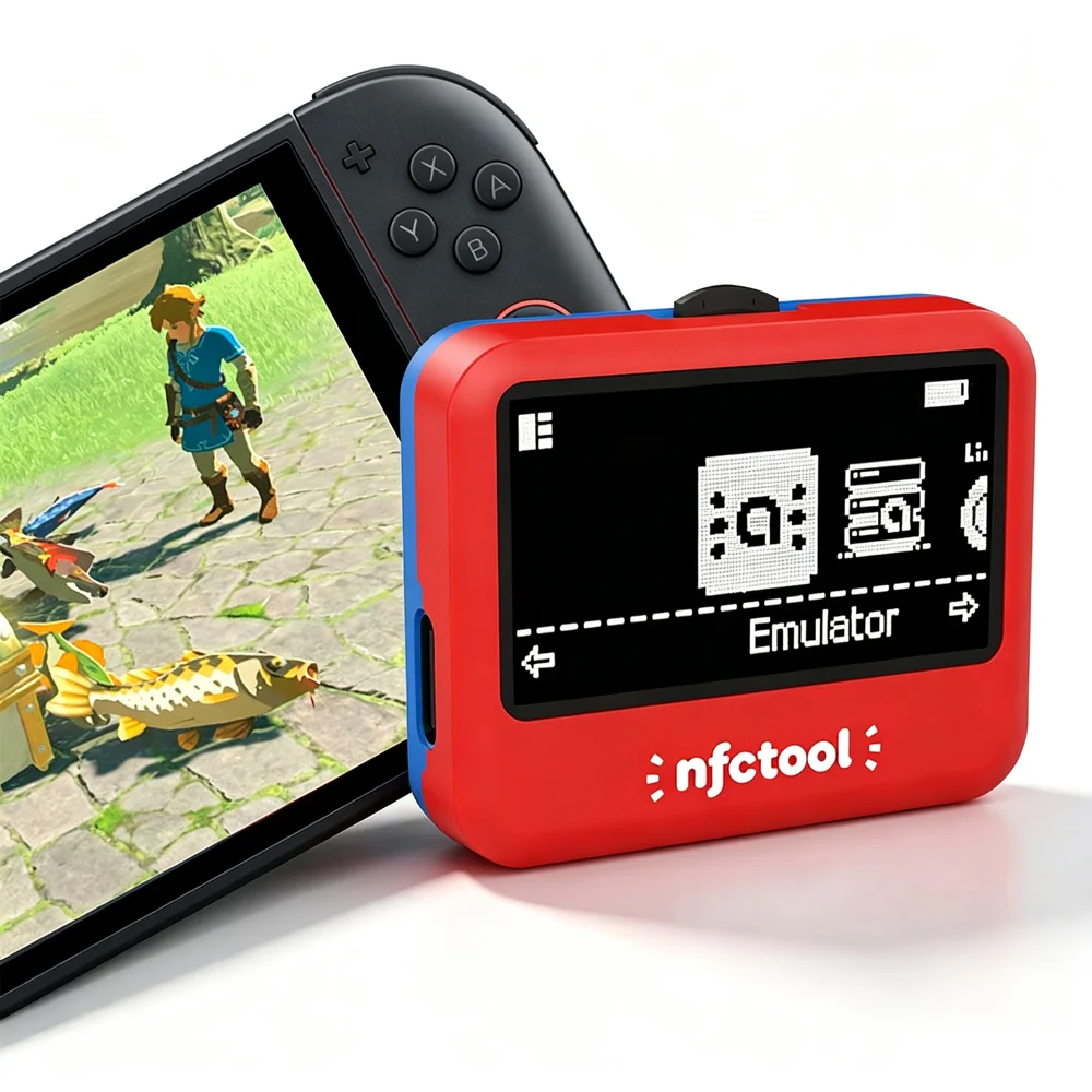 Infinite Card Swipe NFC Emulator with 1.6 Inch OLED Display, Smart Portable Game Console Accessory for Amiibo Switch & Switch2