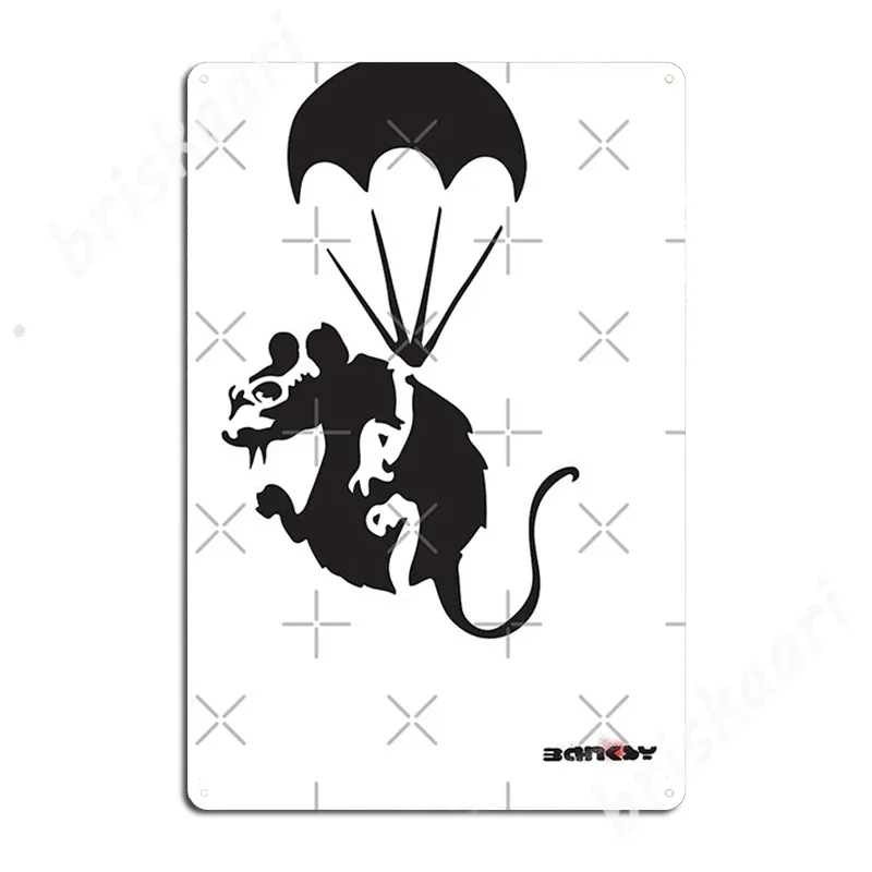 Banksy Rat With Parachute And Nuclear War Metal Signs Wall Cave Garage Club Printing Plaques Tin sign Posters