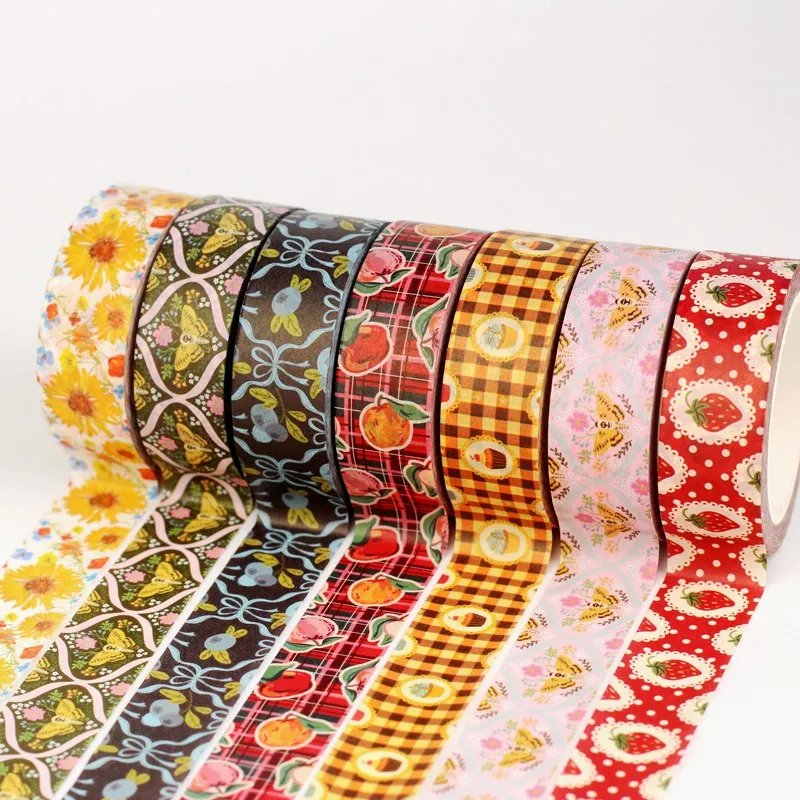 2026 NEW 1X 10M Daisy Butterfly Strawberry Apple Cake Spring Washi Tape Set for Scrapbooking Masking Tape Cute Jounal Stationery