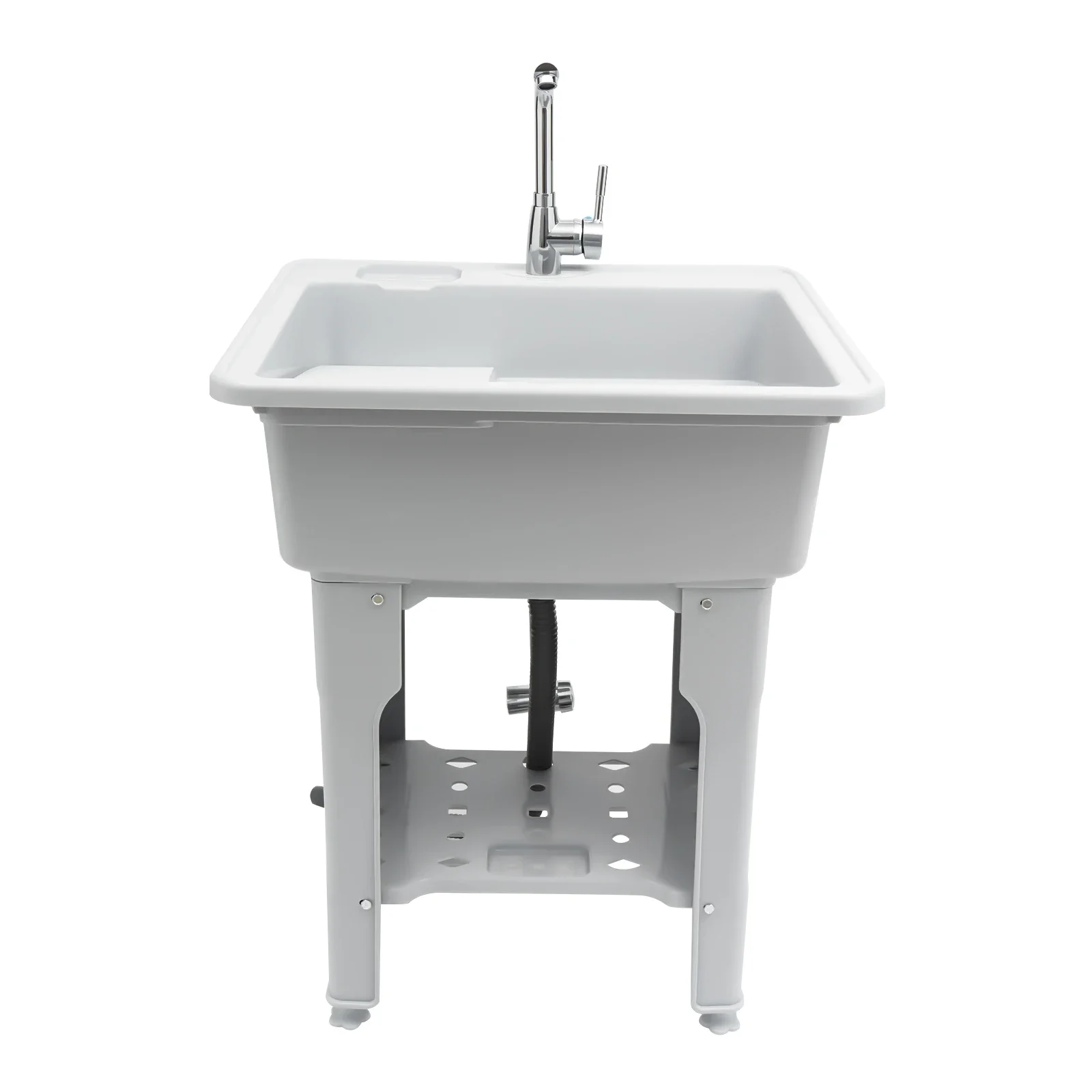 Utility Sink Laundry Tub, 31.5-inch Ergonomic Design, Multi-Functional with Storage Rack, Easy Installation