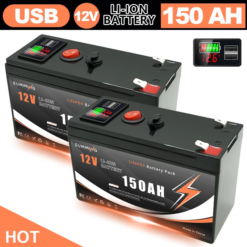

LiFePO4 Battery 12V 150Ah with Built-in BMS,5000+Cycles✨,Perfect for Solar Power Systems,RVs,Marine Vessels,Off-Road Trips