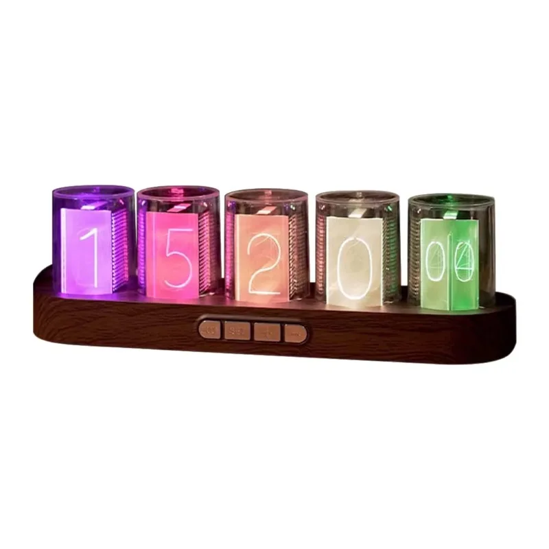 Creative atmosphere light electronic digital clock full color RGB custom time date color brightness integrated retro tube clock