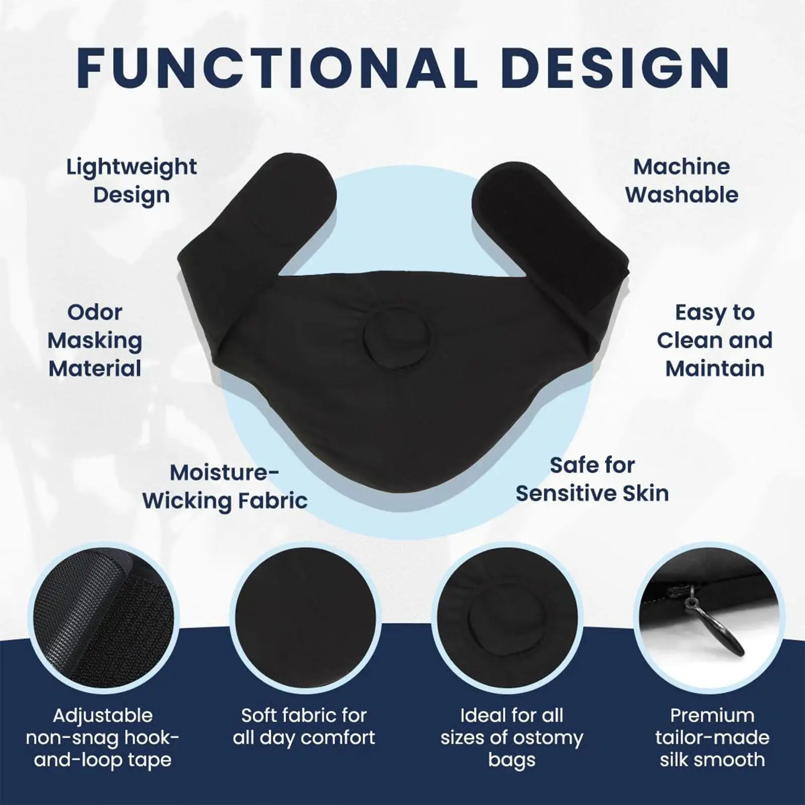 Stoma Bag Cover Washable Ostomy Belt Comfort Fit Concealed Belt Pouch for Men Women