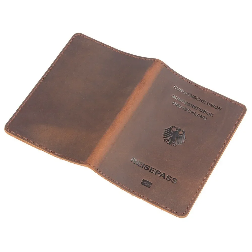 Moterm Cowhide Card Bag for Germany Handmade Passport Cover Retro Designed For German Card Holder Business Passport Case Bag