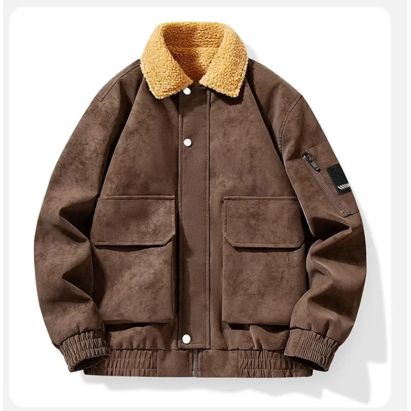

Зимняя куртка из овечьей кожи, рабочая одежда, повседневная куртка из хлопка для мужчин, хлопок из овечьей кожи в американском стиле ретро