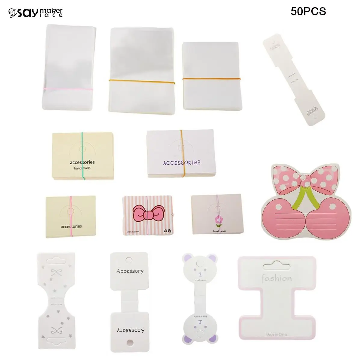 50pcs White Craft Hang Tag Card Display Cards For Necklace Bracelet Earrings Ear Studs Cardboard Package Hair Clips Wholesale