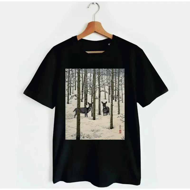 Camiseta de invierno con ciervo japonés en Nara, arte y cultura Ukiyo E