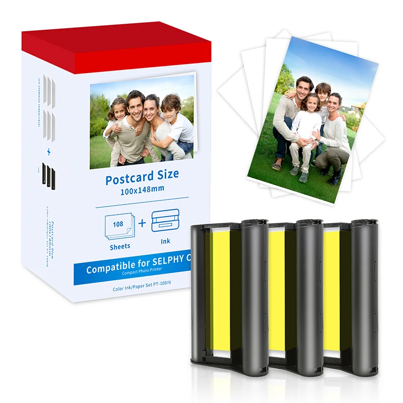 Compatible KP-108IN KP-36IN Ink Case Photo Paper For Canon Selphy CP1500 CP1300 CP1200 CP910 CP900 Photo Printer