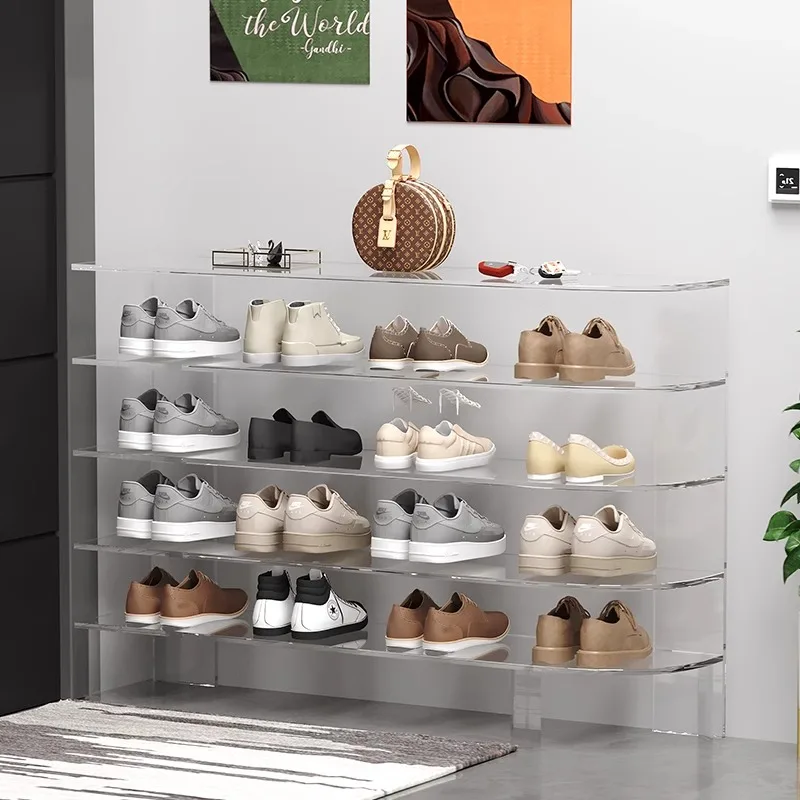 

Acrylic shoe rack household door ultra-narrow crack multi-layer shoe cabinet storage cabinet integrated against the wall simple