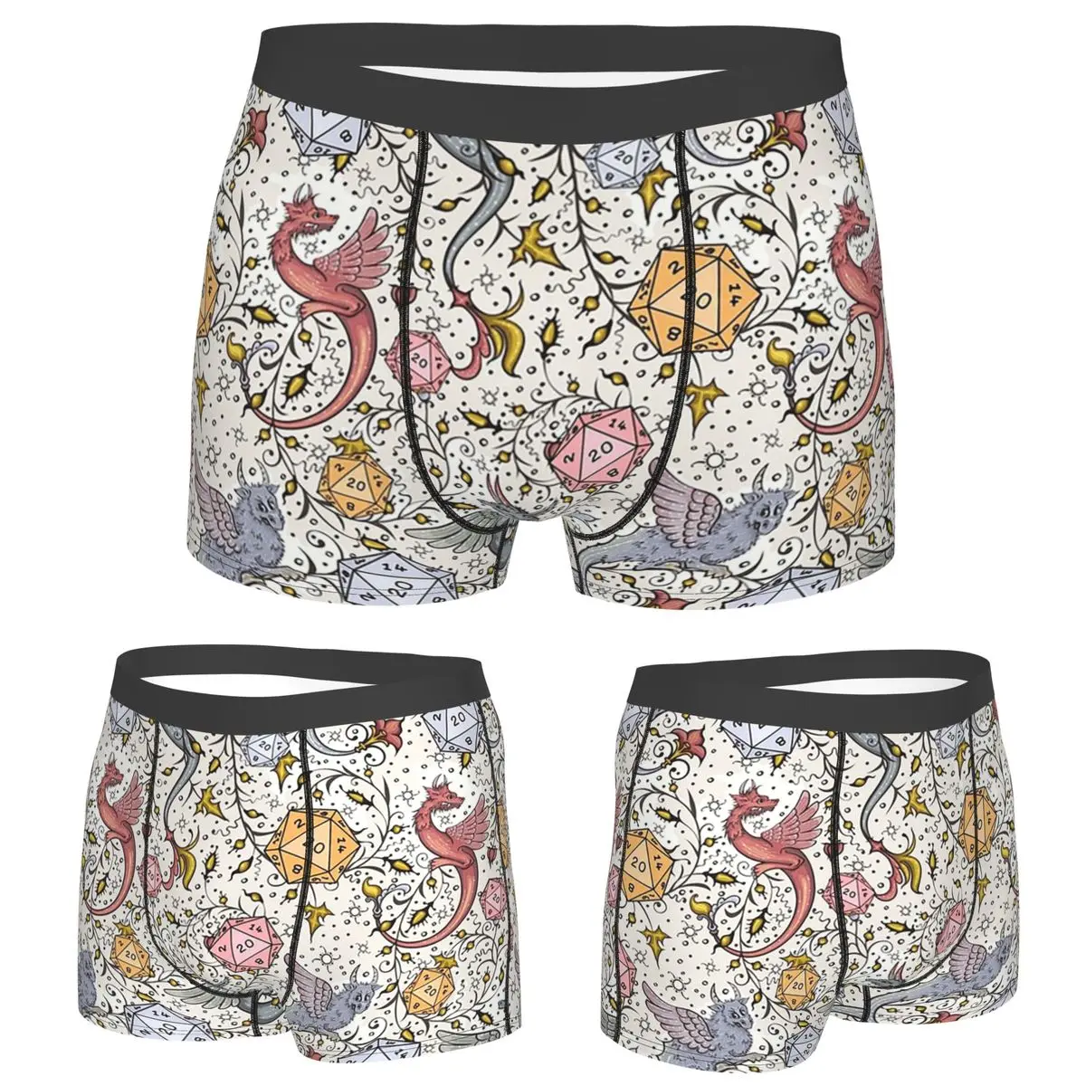 

Boxer Underpants Shorts Medieval Dragon And D20 Dice Dnd Pattern Panties Men Breathable Underwear for Homme Man Boyfriend Gifts