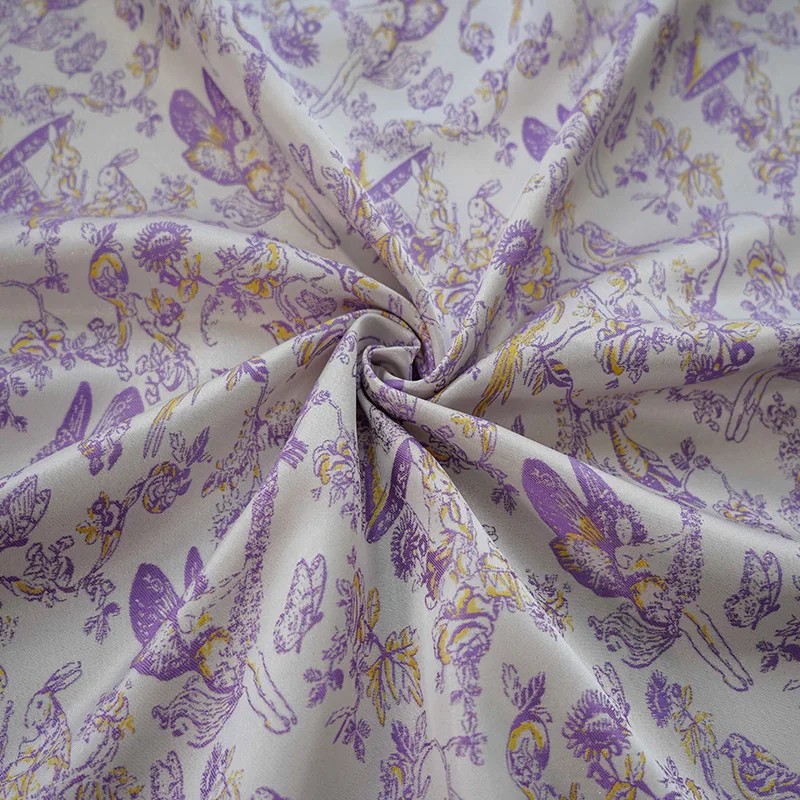 Light Purple Yarn Dyed Jacquard Fabric Oil Painting Style Women's Spring Autumn Dress Bag Decorative Sewing Fabric 50cmx150cm