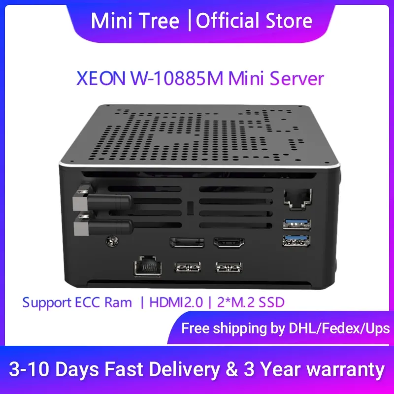 인텔 Cofenee 레이크 미니 게이머 PC 제온 W-10885M, 2276M ECC RAM, Win11 웹 서버 호스트, 2 * DDR4 NVME, 2Lans 데스크탑 컴퓨터, HD DP C타입