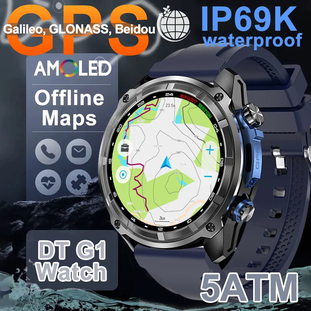 

DT G1 4GB Memory Video Player GPS Bluetooth 6.0 466*466 Smart Watch Smartwatch Map Compass Sports Smart bracelet Android IOS