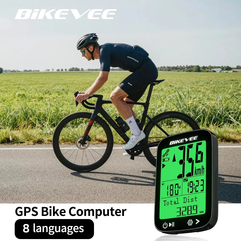 Outdoor Cycling Wireless GPS Bike Computer Multi-lingual Rechargeable with Auto Start/Stop Bicycle Speedometer Odometer Tracker