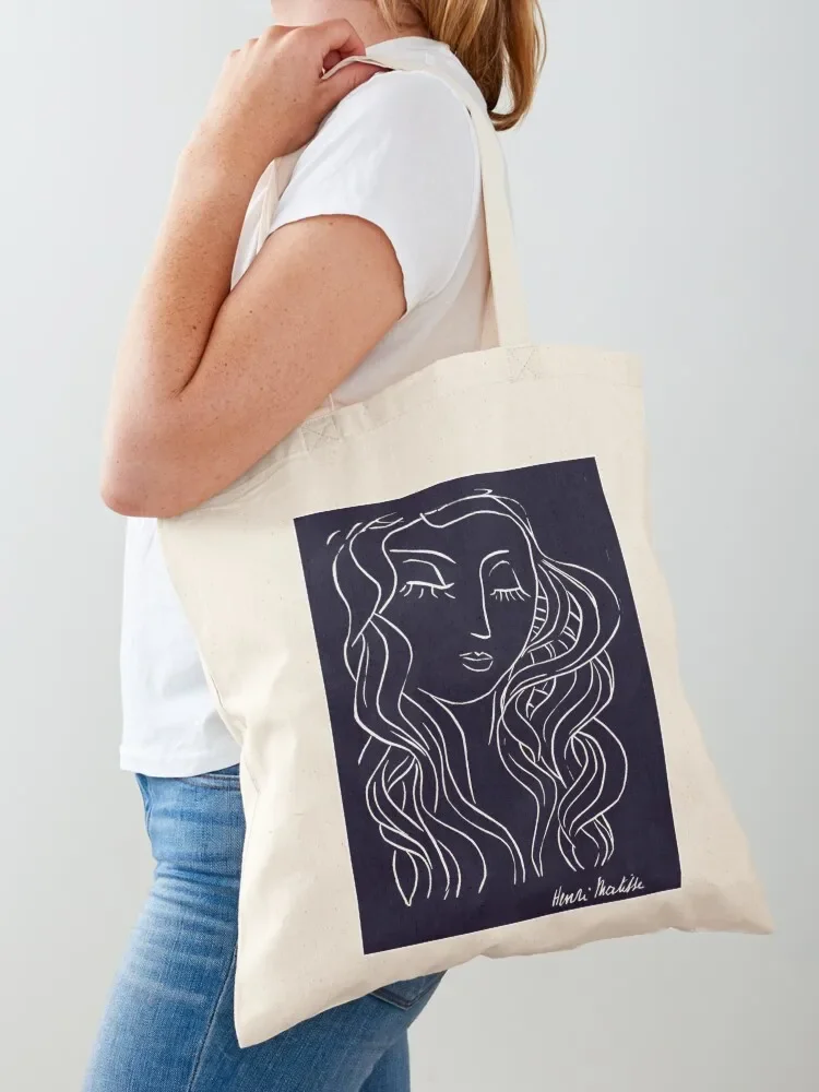 HEAD : Vintage Matisse Young Girl Silhouette Print Tote Bag custom tote bag tote bags aesthetic Shopping bags Eco bag