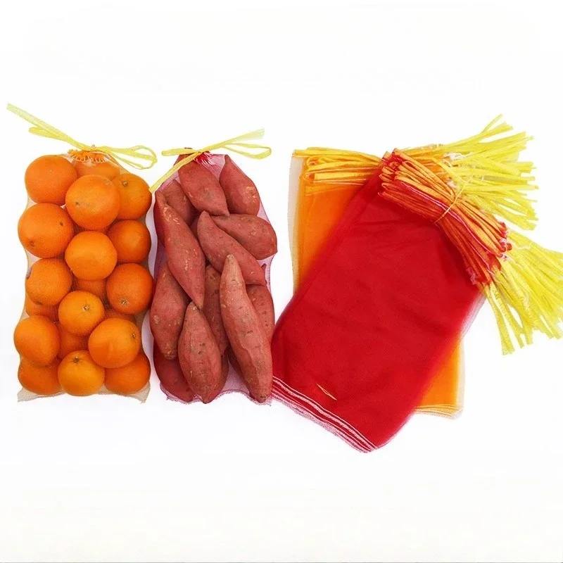100pcs Elastic Mesh Bags Potatoes Tomatoes Apples Package Bag Fruits Vegetables Mesh Storage Bag Portable Reusable Grocery Pouch