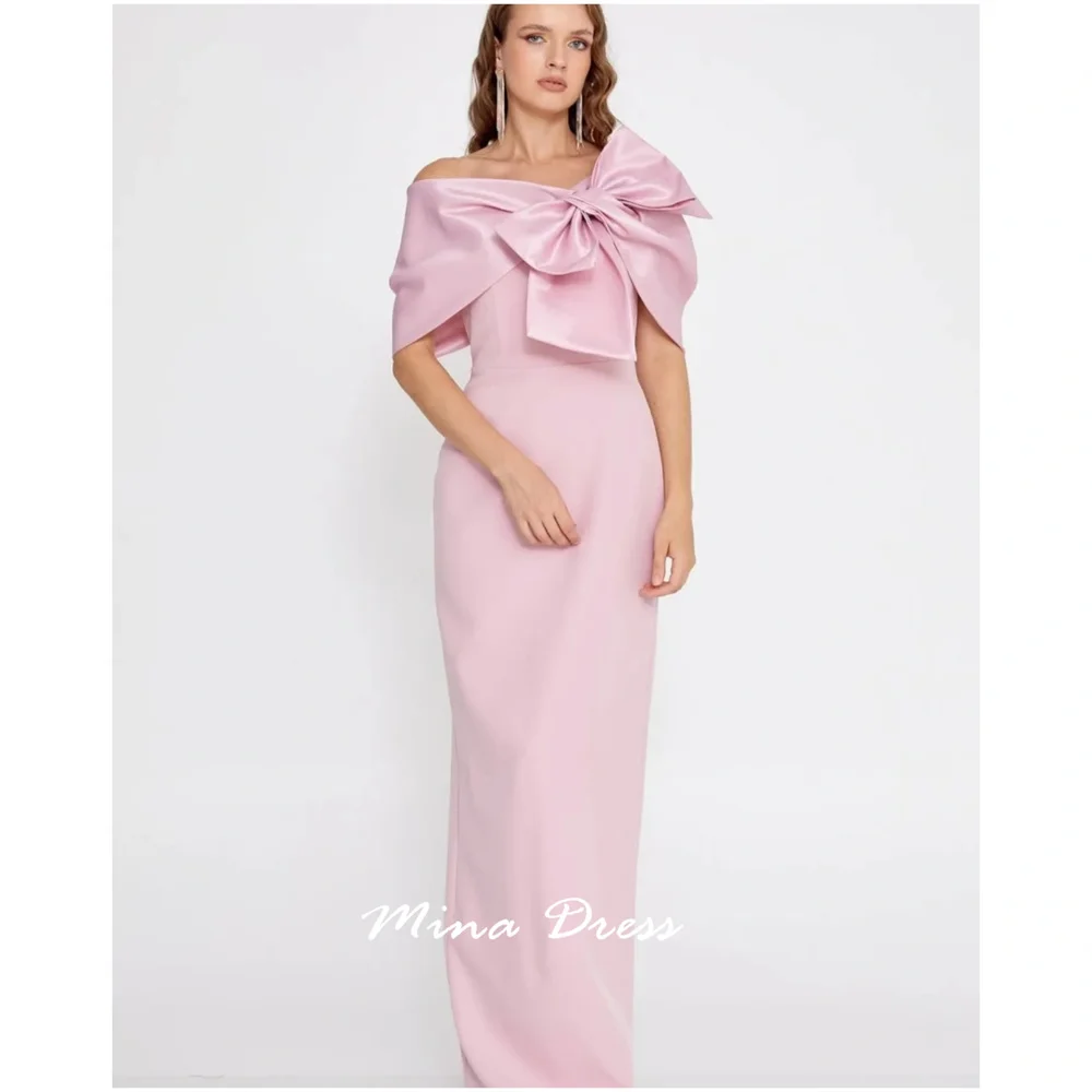 

Mina Customized Bow New Dress for Wedding Guests Open the Slit Luxury Elegant Evening Dresses Back-length Dress With Corset Prom