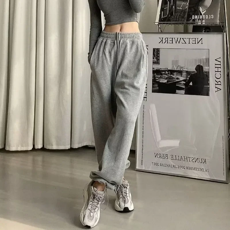

Y2k Korean Sweatpants Women Baggy Harem Pants Wide Leg Sweat Pants Oversized Harajuku Joggers Woman High Waisted Grey Trousers