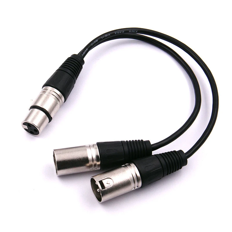 30cm XLR Female to Double Male Audio Line XLR CANNON Female Two Male 3 PIN Audio Cable XLR Y-Split Male 3P Spliter Converter