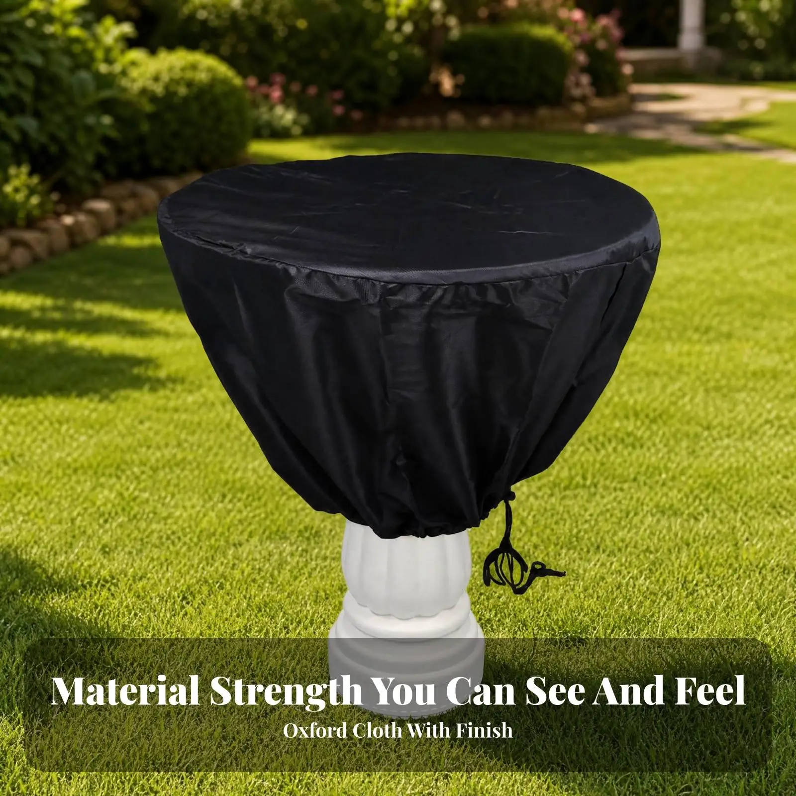 Weatherproof Fountain Cover for Garden Feature 420D Oxford Water Repellent Protector with Locking Drawstring for Yard Use