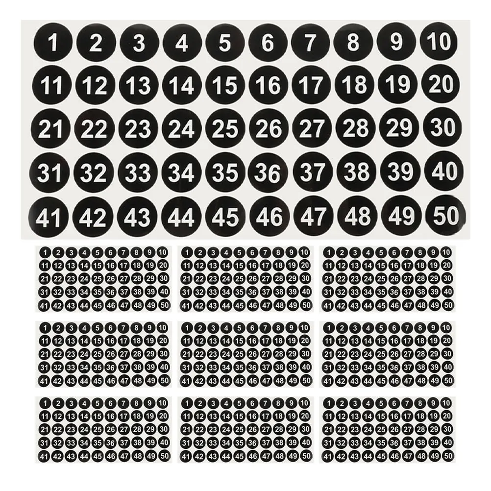 Autocollants numériques auto-adhésifs imperméables, 500 pièces, petites étiquettes rondes pour boîte de rangement de bureau, Classification de boîte aux lettres, codage