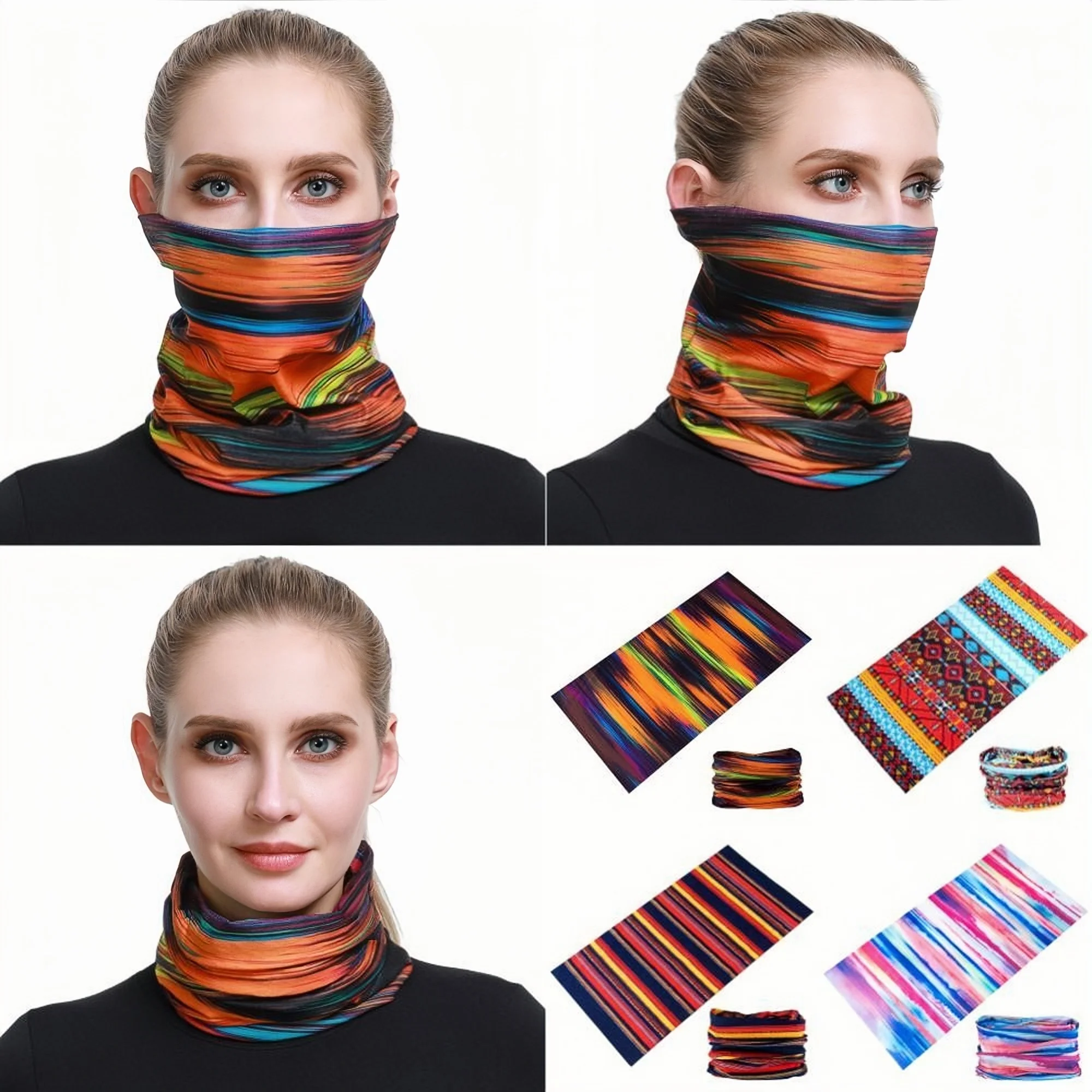 Klassische bunte gestreifte Design röhrenförmige nahtlose Bandanas Sommer Sonnenschutz Fahrrad Moto Sturmhaube deporte Sport maske